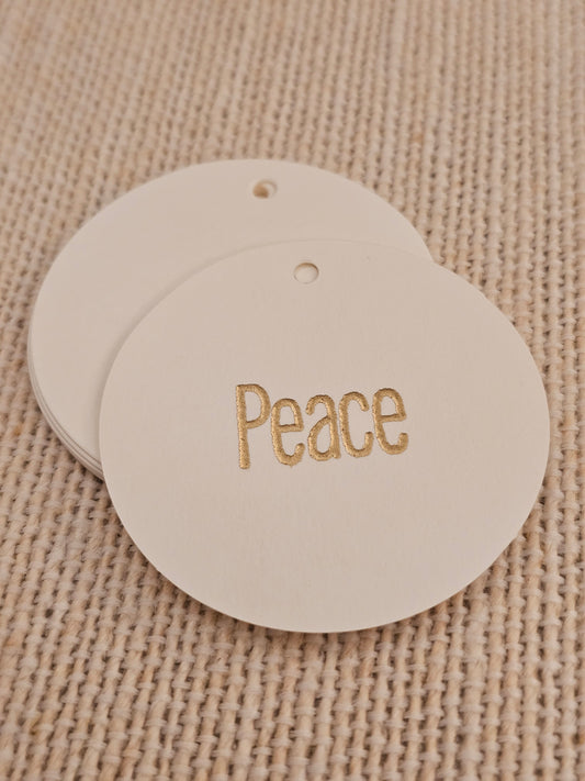 Peace Tags 10/pk - Gold Embossed Round