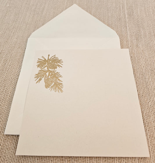 Pine Cone Cards 5/pk - Gold Embossed
