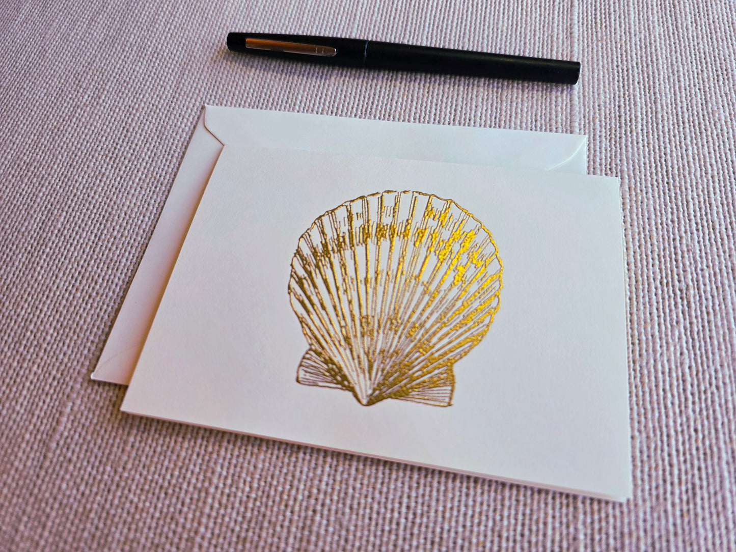 Seashell Cards 5/pk - Gold Embossed