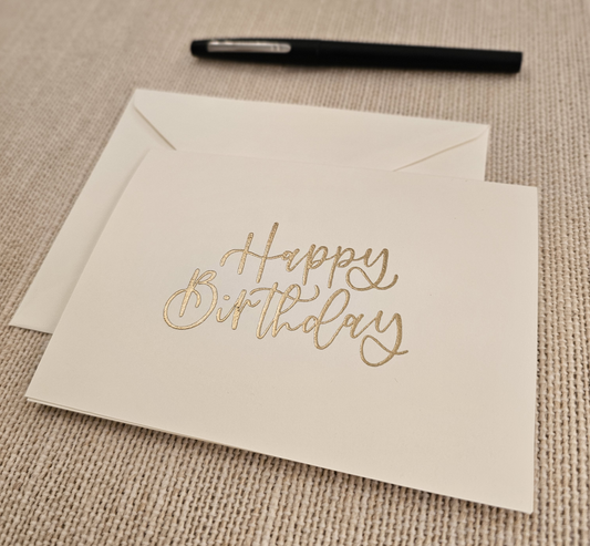 Happy Birthday Cards 5/pk - Gold Embossed