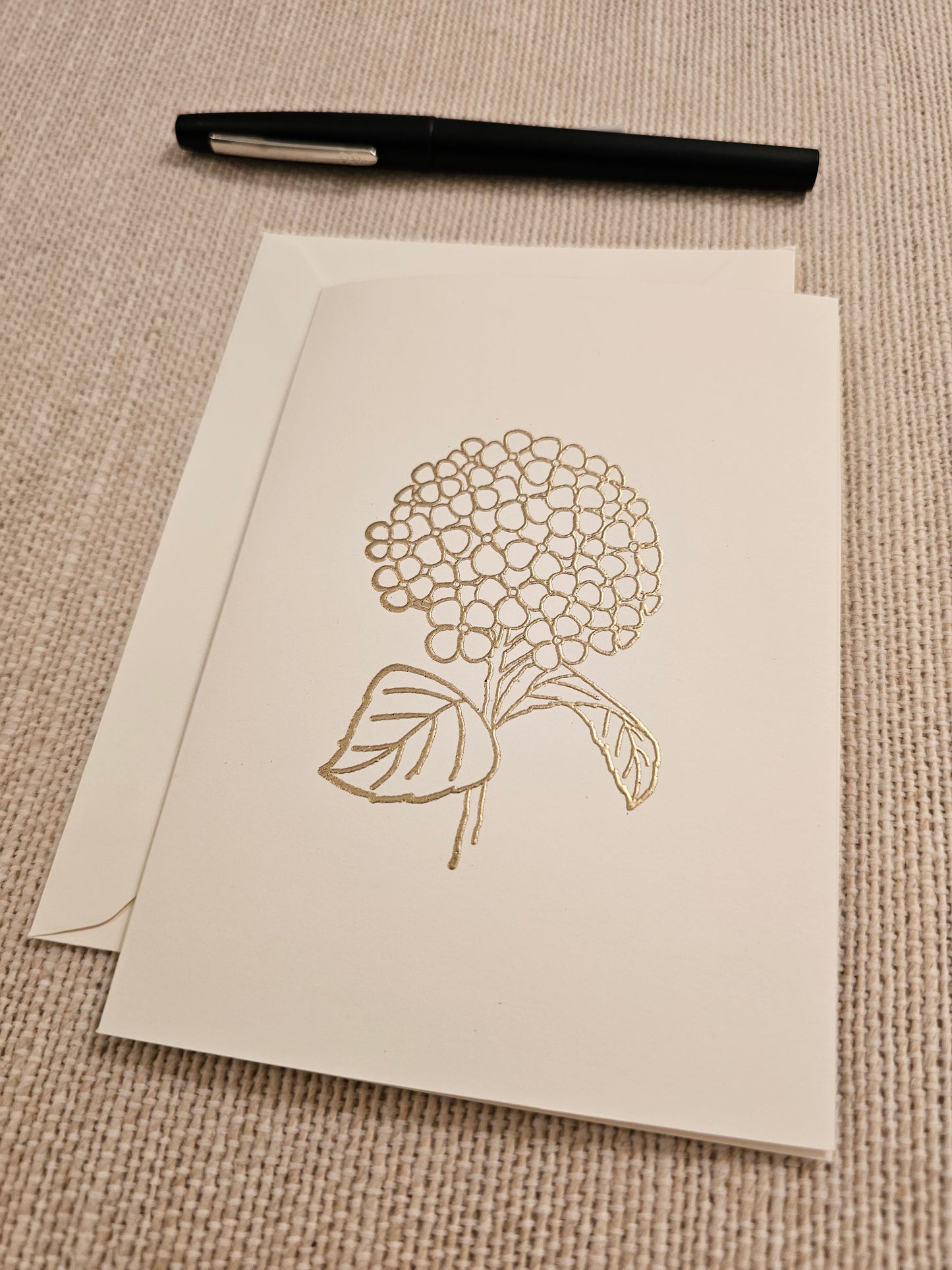 Hydrangea Blossom Cards 5/pk - Gold Embossed