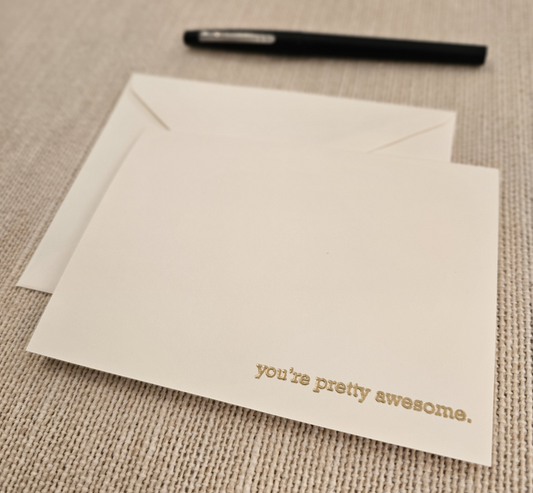 You're Pretty Awesome Cards 5/pk - Gold Embossed