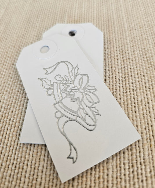 Silver Bells Tags 10/pk - Silver Embossed