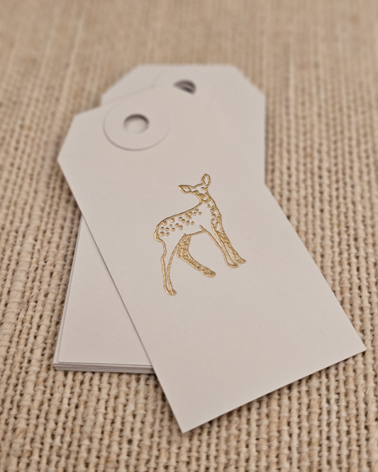 Deer Tags 10/pk - Gold Embossed