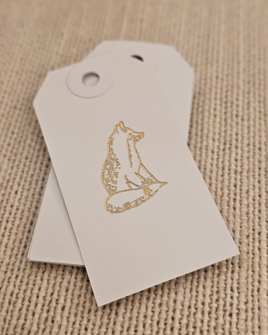 Fox Tags 10/pk - Gold Embossed