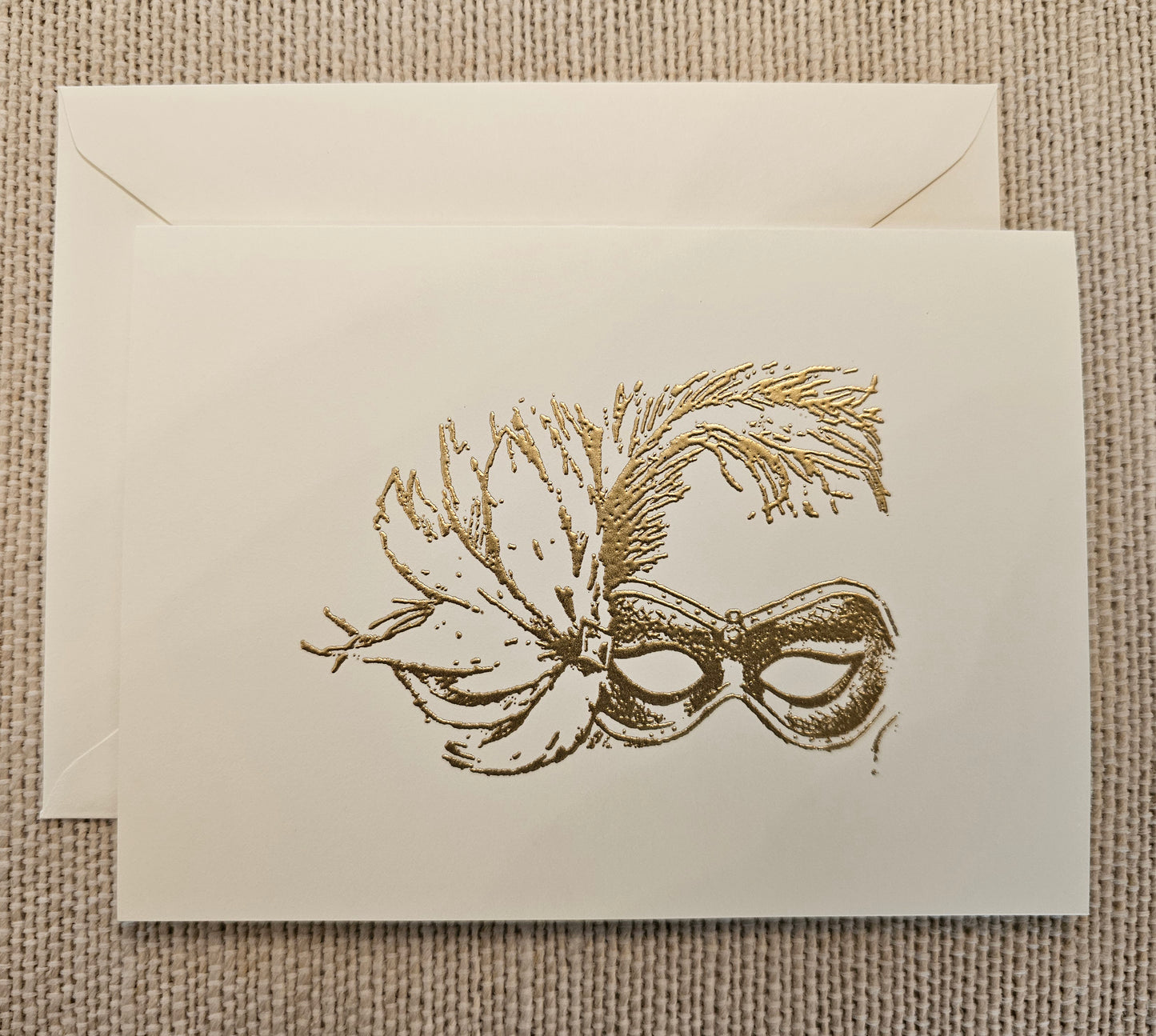 Mardi Gras Cards 5/pk - Gold Embossed