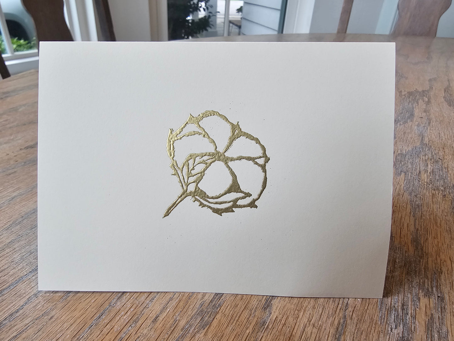 Cotton Boll Cards 5/pk - Gold Embossed
