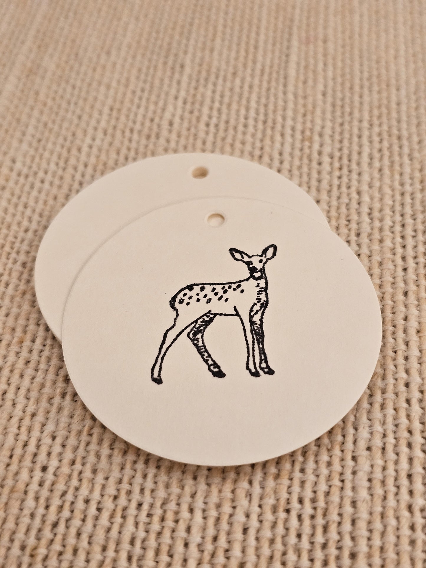 Deer Tags 10/pk - Black Stamped Round