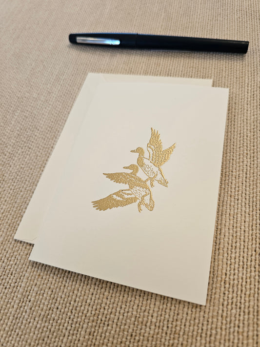 Duck Duo Cards 5/pk - Gold Embossed
