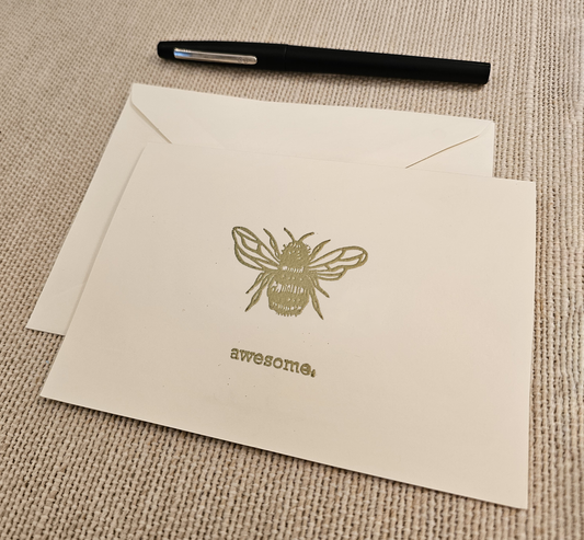 (Queen)-BEE Awesome Cards 5/pk - Gold Embossed