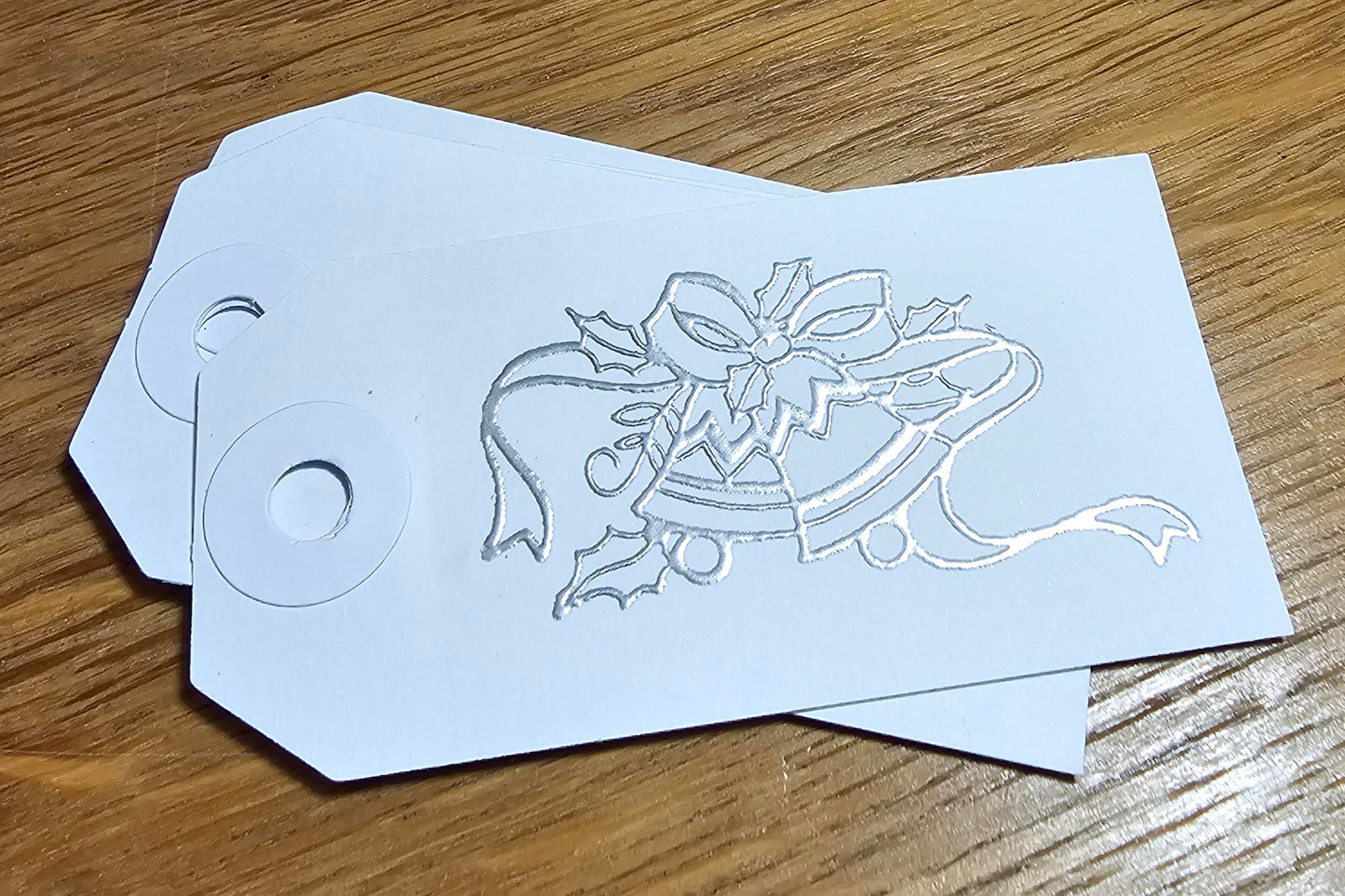 Silver Bells Tags 10/pk - Silver Embossed