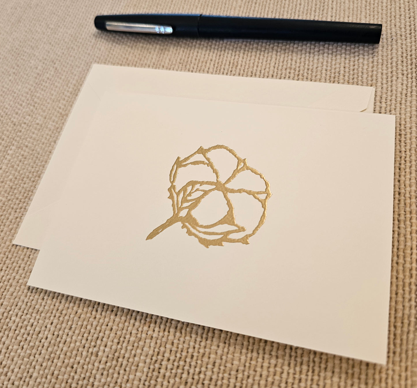 Cotton Boll Cards 5/pk - Gold Embossed