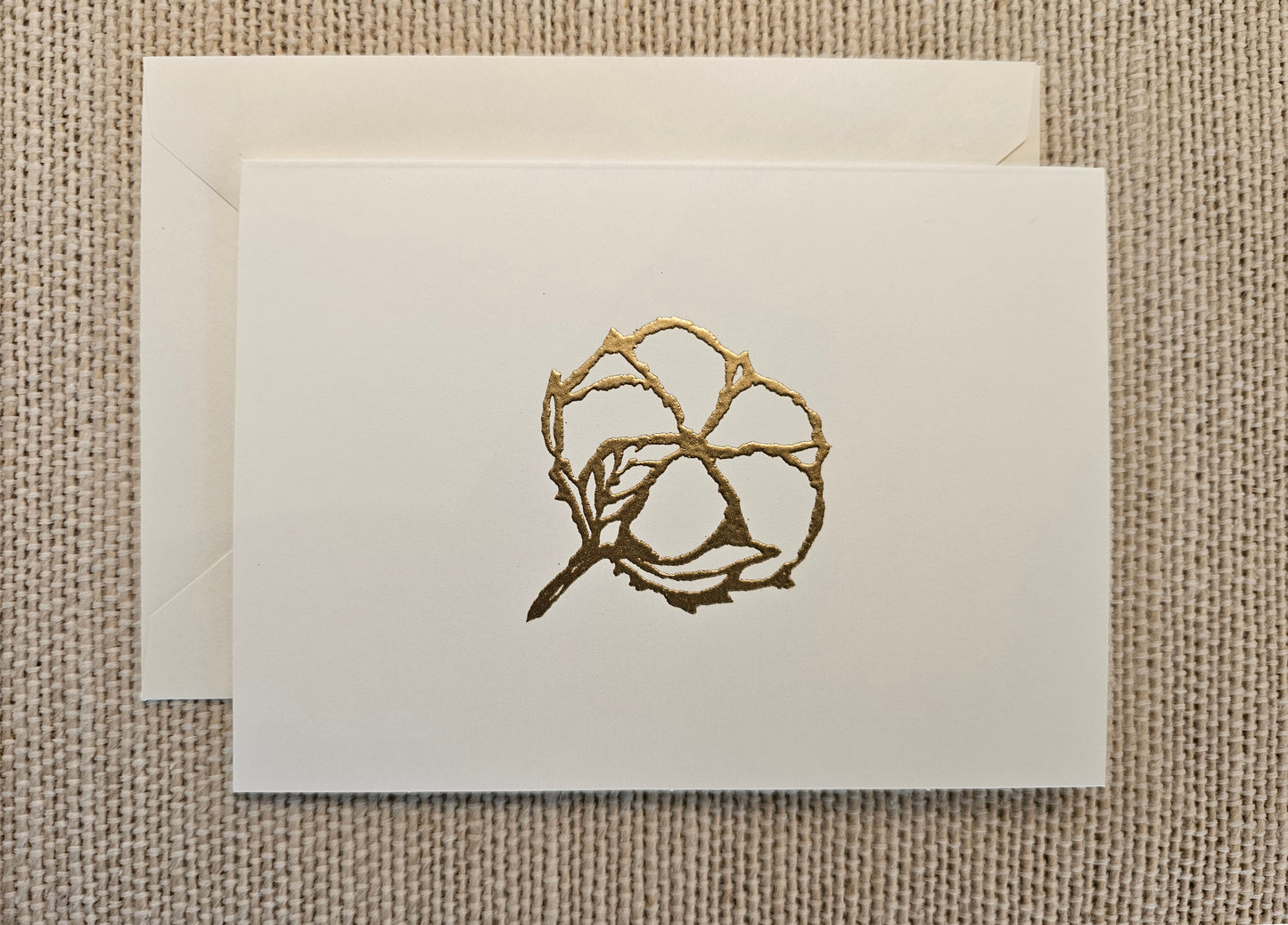 Cotton Boll Cards 5/pk - Gold Embossed