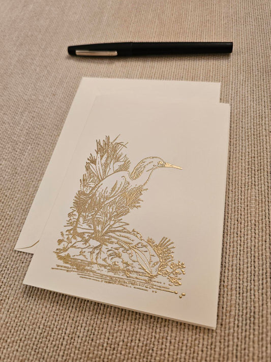 Crane Cards 5/pk - Gold Embossed
