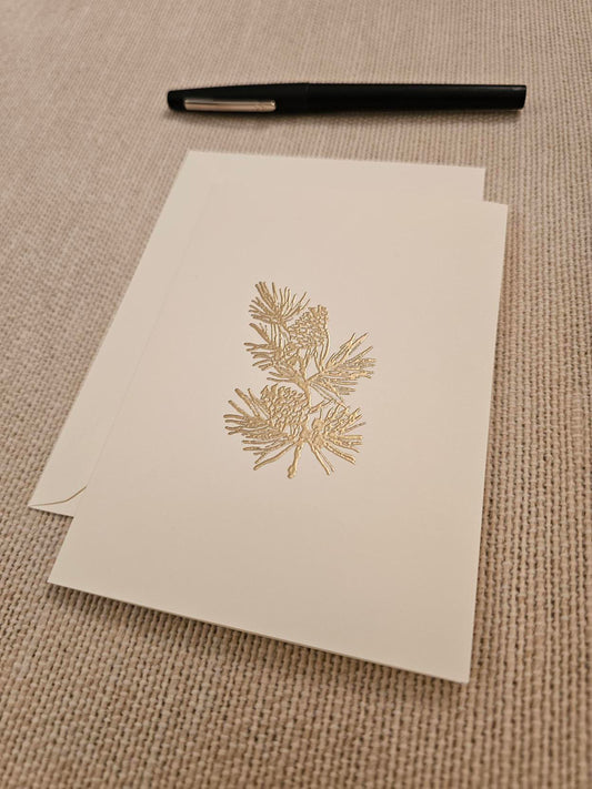 Pinecone Cards 5/pk - Gold Embossed