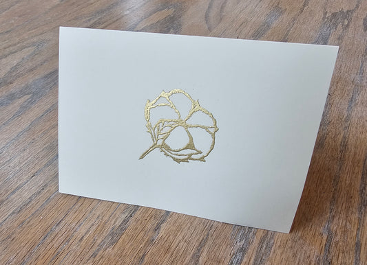 Cotton Boll Cards 5/pk - Gold Embossed